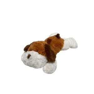 Fuzzy Friends Plush Dog Stuffed Animal Toy Brown Beige Laying Down 11"